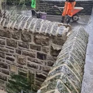 mortared stone wall
