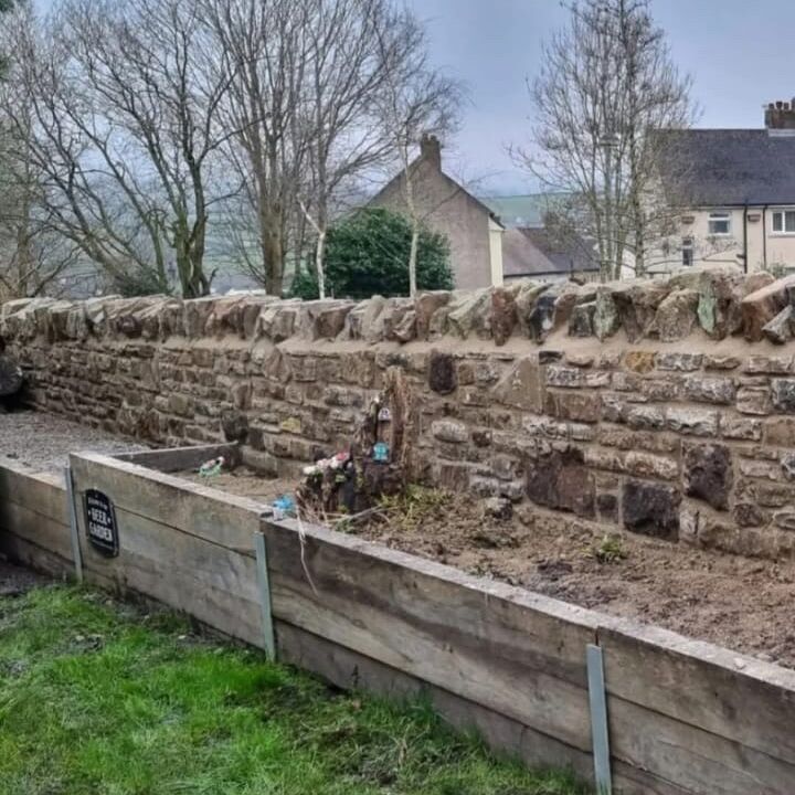 mortared stone wall