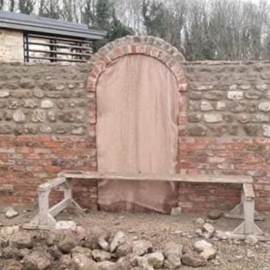 mortared stone wall