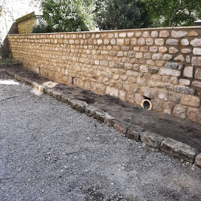mortared stone wall